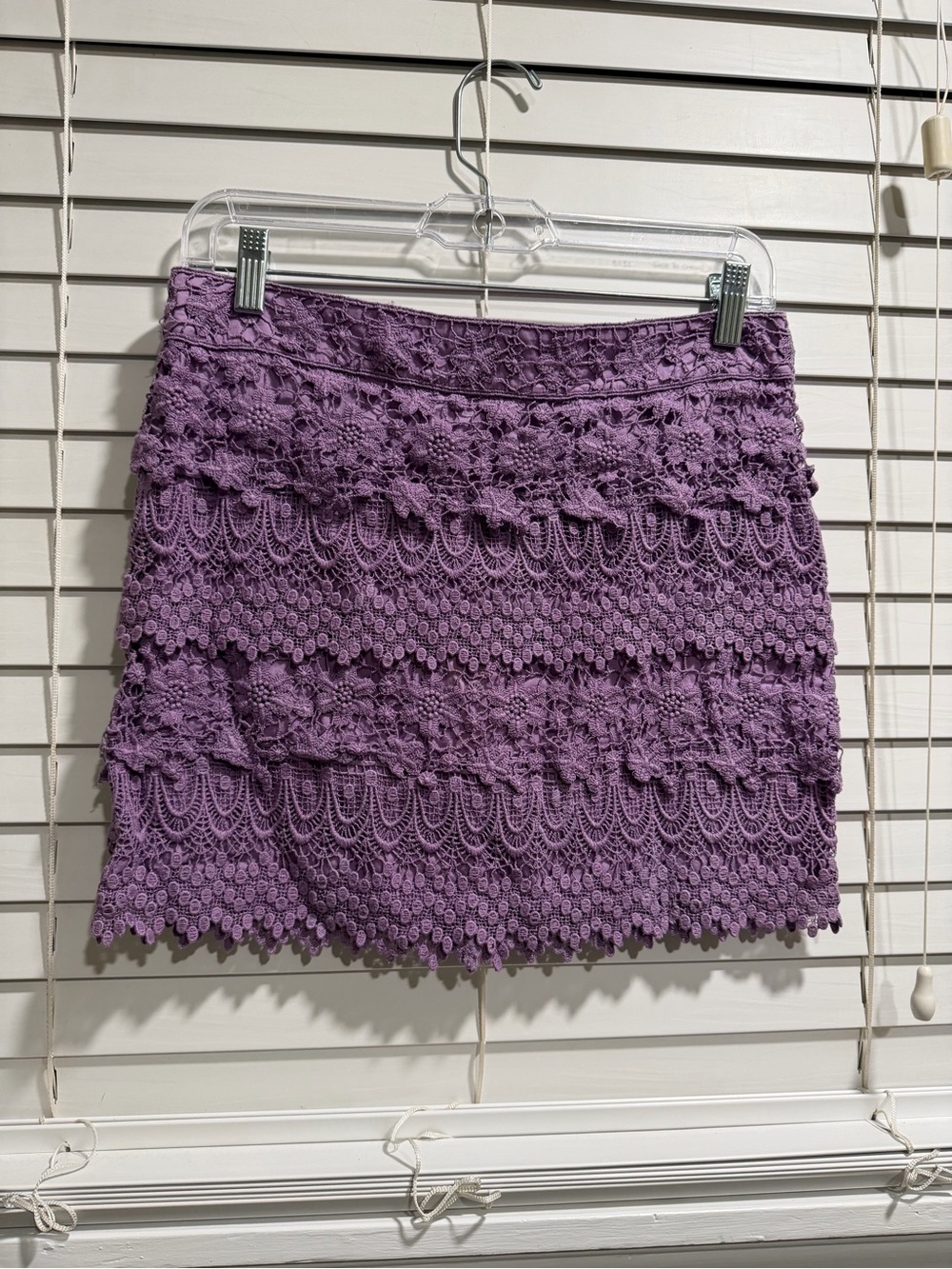 American Eagle Outfitters Lavender Crochet Tiered Mini Skirt